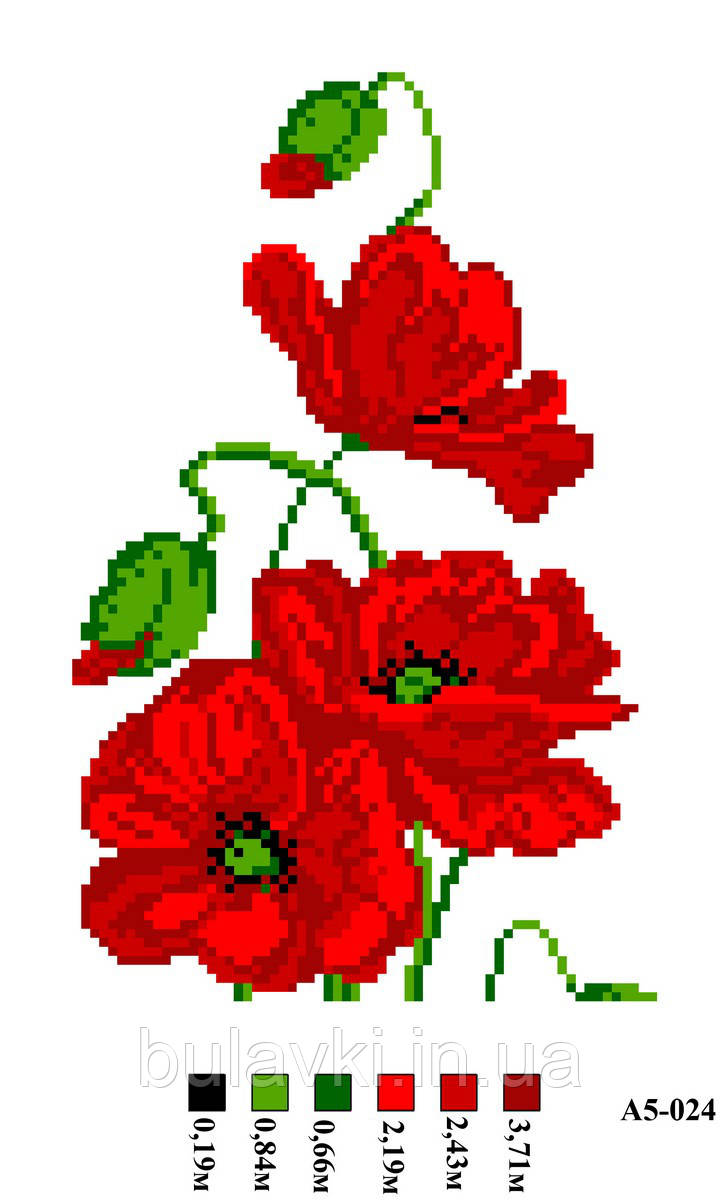 Набір канва з нитками А5 024 Маки