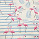 Хлопковая ткань польская фламинго розовые на голубой полоске, фото 2