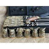Набір шампурів-VIP "Дикі звірі" з чарками і ножем в кейсі, фото 2