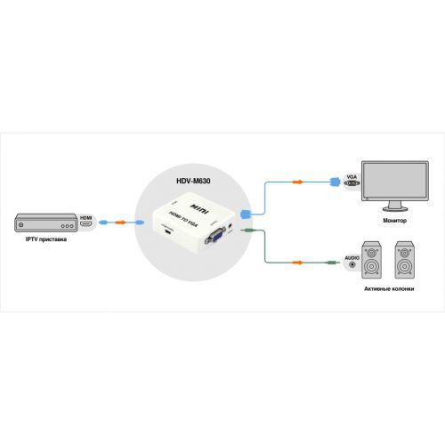 Конвертер адаптер переходник HDMI на VGA видео с аудио 1080P HDV-630 VGA-01 - фото 5 - id-p730084944