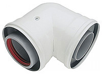 Коліно коаксильное сполучне 60/100мм. 90грд. 60/100 ВВ, фото 1