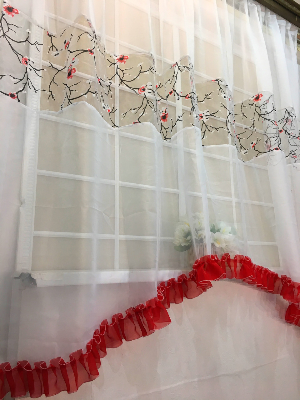 Тюль арка "Зефір", Сакура Алая