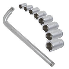 Набір головок та комплектуючих Intertool HT-2209 1/2", 10-22 мм, 9 од, Cr-V