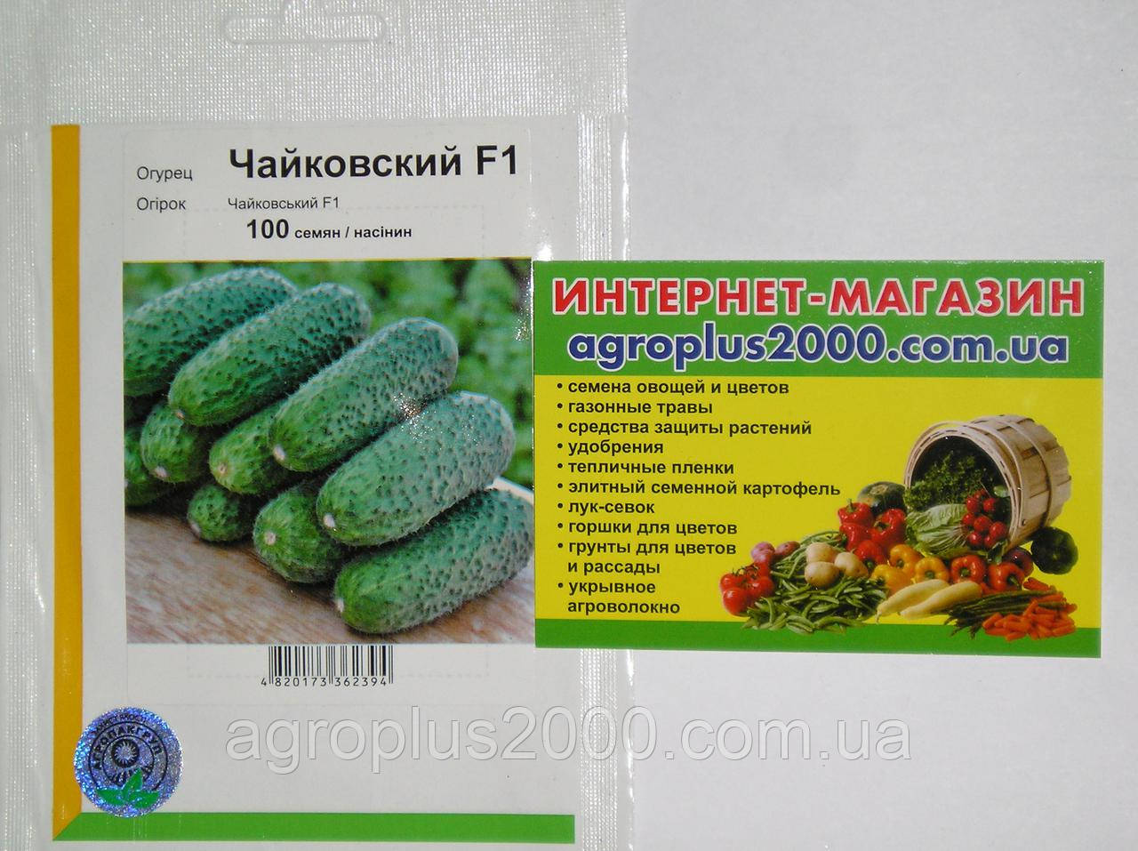 Насіння Огірок самозапильний Чайковський F1, 100 насінин Rijk Zwaan Агропак