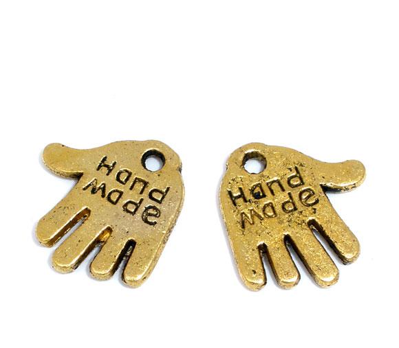 Підвіски металеві Finding Кулон рука Hand made Античне золото 12 мм x 11 мм