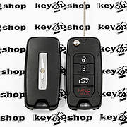 Оригінальний викидний ключ для Chrysler (Крайслер) 3 + 1 кнопки (panic), лезо Y160, чип ID46, PCF 7941, 433
