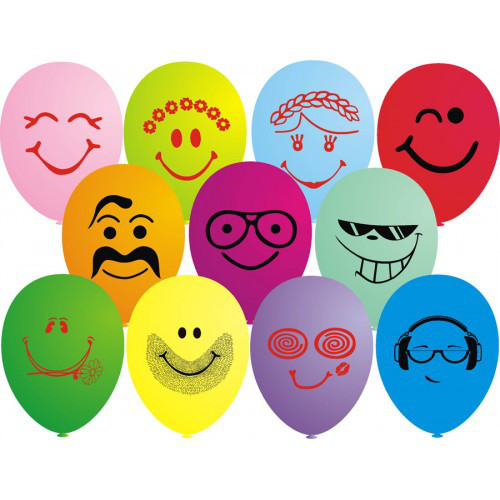 Повітряні кулі "Смайли стильні кольорові" 12" (30 см) пастель асорті В упак: 100 шт ТМ "Gemar"