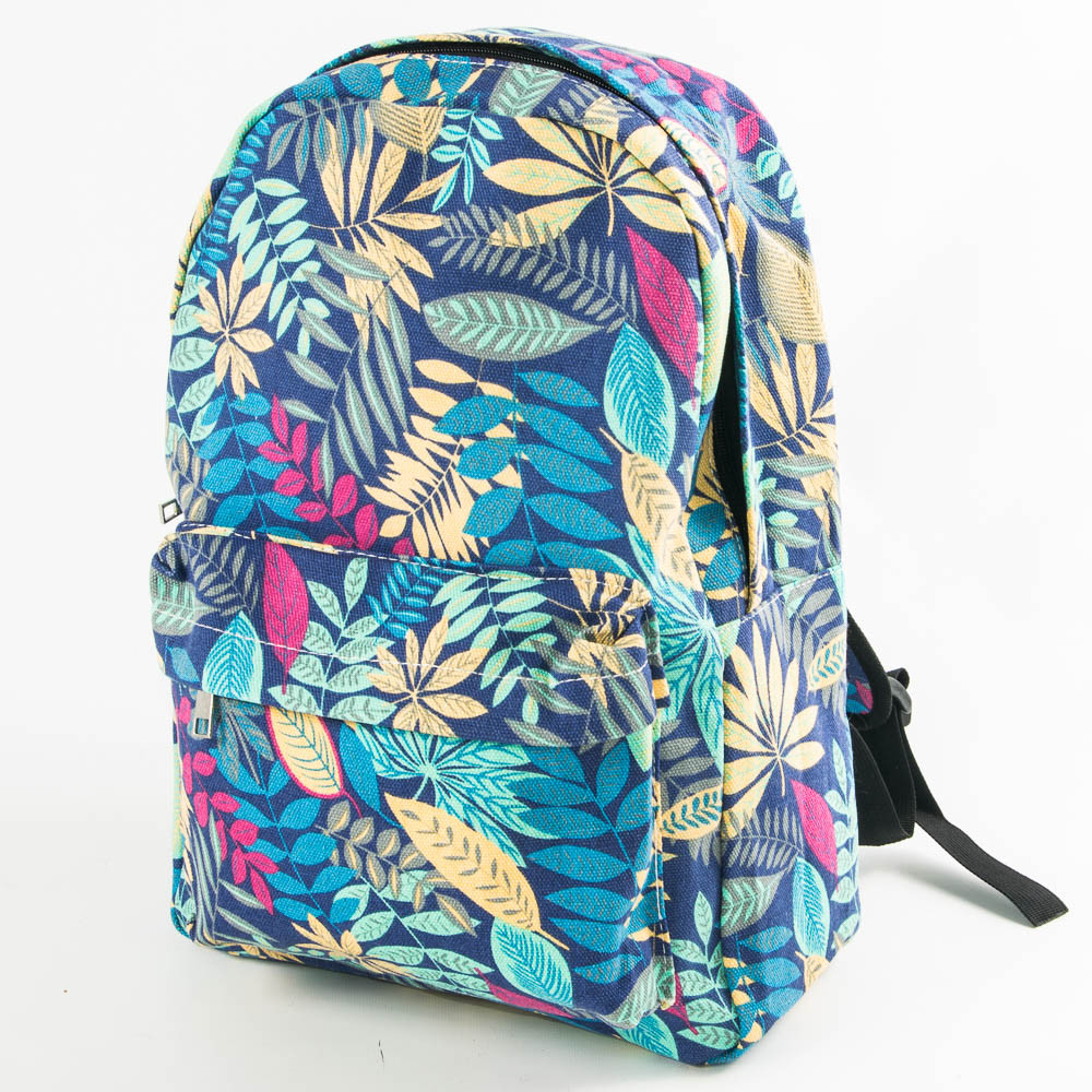 Рюкзак для школы и прогулок листья - синий - 12-623