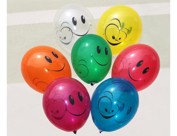 Повітряні кулі "Смайли кольорові" 12" (30 см) Кристал В упак: 100 шт ТМ "Gemar"