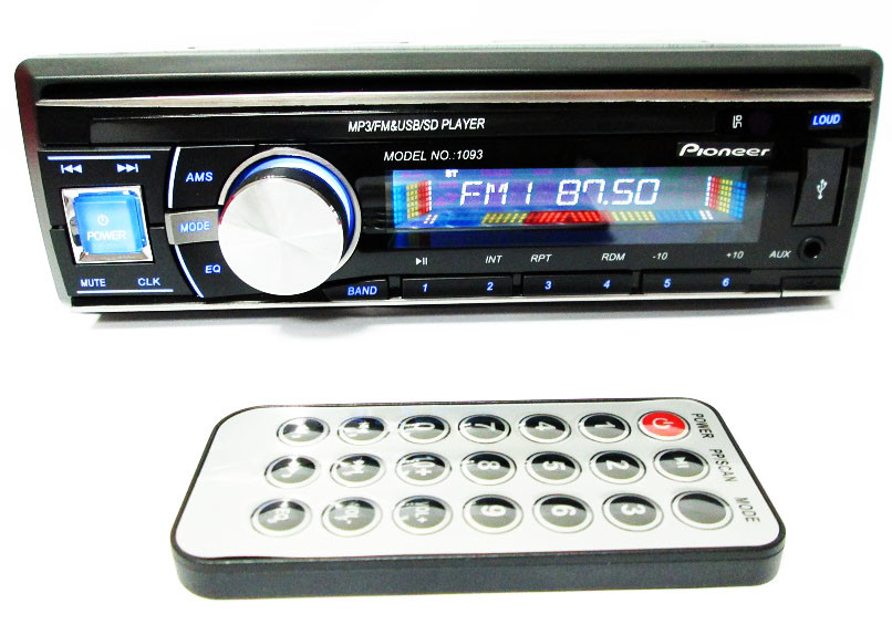 Автомагнитола 1093 Съемная панель Usb+Sd+Fm+Aux+ пульт - фото 1 - id-p30940633