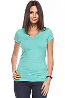 Блакитна жіноча футболка De Facto/Де Факто з V-подібною горловиною