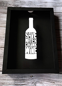 Скарбничка для винних пробок Drink Wine 36x27х5 см Чорна