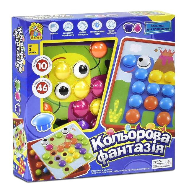 Мозаїка з трафаретами і великими деталями Кольорова фантазія Fun Game (7033), фото 1