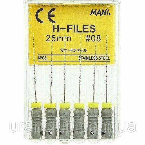 Кореневі бурави Хедстрема ручні H-Files, MANI 6шт./уп.довжина 25 мм аш файли мані