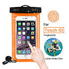 Водонепроникний чохол для телефона Aqualife універсальний жовтогарячий, фото 4