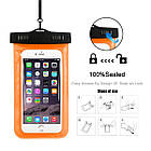 Водонепроникний чохол для телефона Aqualife універсальний жовтогарячий, фото 8