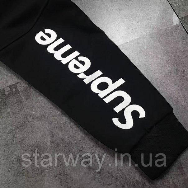 Чёрные стильные штаны supreme | white logo - фото 3 - id-p730617937