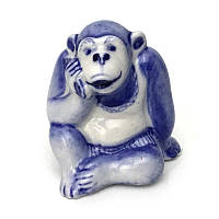 Статуэтка Гжель Шимпанзе с телефоном