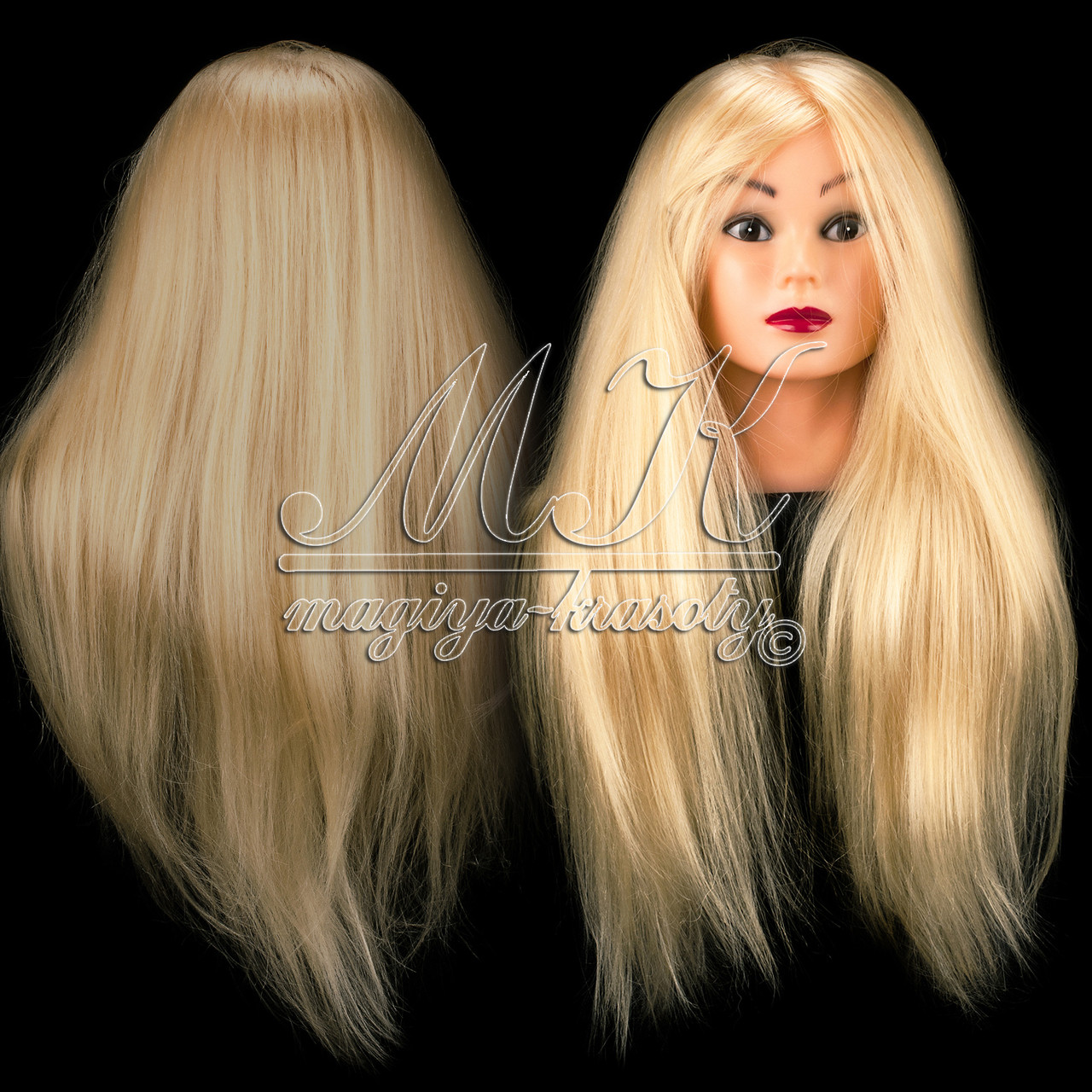 Навчальний манекен для зачісок, укладок і плетіння PROFI No1-G з натуральним волоссям, блонд