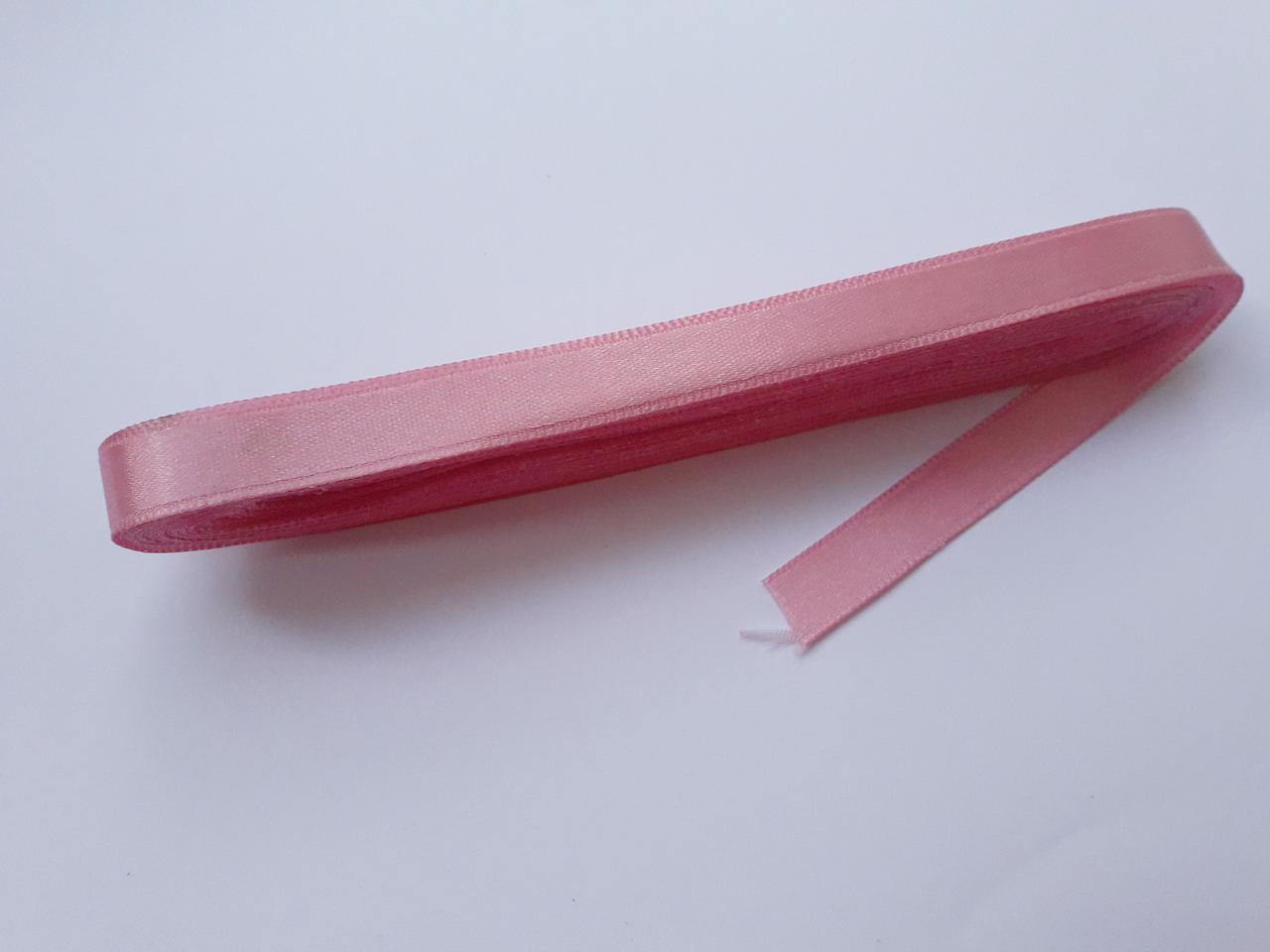 Стрічка атласна двостороння 1 см ( 10 метрів) рожева