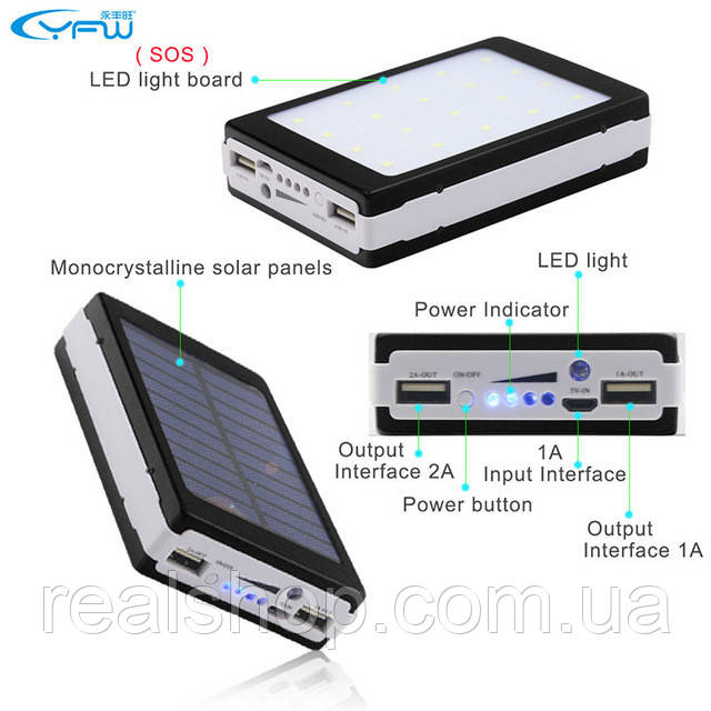 PowerBank на сонячних батареях 12000 mAh Solar Xtra Power Bank УМБ