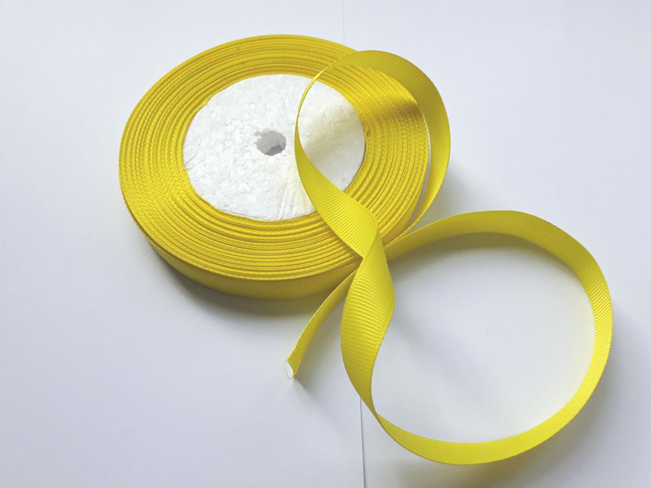 Тесьма лента репсовая Стрічка репсова 13мм  жовта яскрава на метраж