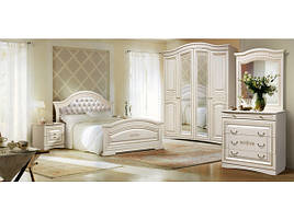 Спальня комплект з ДСП/МДФ Джаміля 160  з 4-х дверною шафою біла  Слониммебель