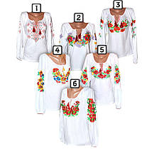 Вишиванка жіноча біла з довгим рукавом, віскоза