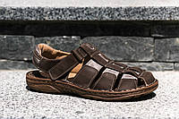 Чоловічі коричневі сандалі з натуральних матеріалів - 41 размер (на стопу 26,8 см)