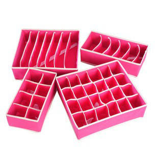 Набір органайзерів для білизни (4шт) економ Рожевий, фото 1