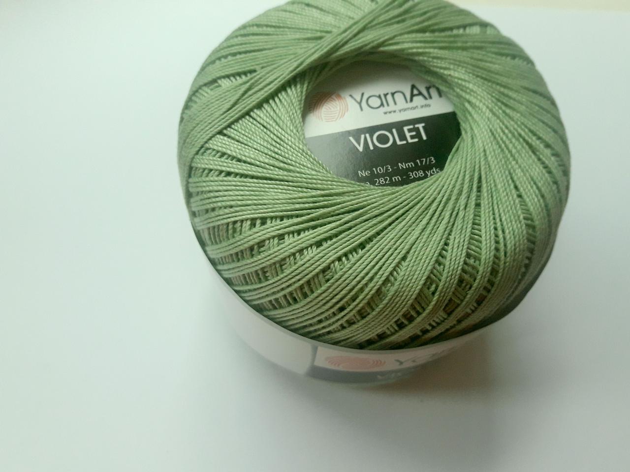 Пряжа нитка для в'язання нитки для вязания хлопковые Violet YarnArt 100% бавовна зелений пастельний № 6370