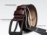Ремінь чоловічий шкіряний класичний COWATHER модель E (коричневий), фото 5
