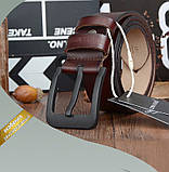 Ремінь чоловічий шкіряний класичний COWATHER модель E (коричневий), фото 6