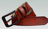 Ремінь чоловічий шкіряний класичний COWATHER модель E (коричневий), фото 8