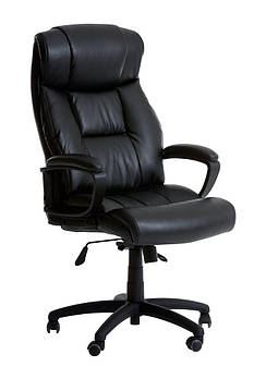Крісло керівника офісне шкіряне на коліщатках чорне (крісло керівника), mebelime