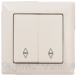 Вимикач двоклавішний Gunsan Visage прохідний, VS 28 12 109, кремовий