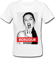 Женская футболка Bonjour B*tches (белая)