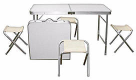 Складаний стіл для пікніка з 4 стільцями білий