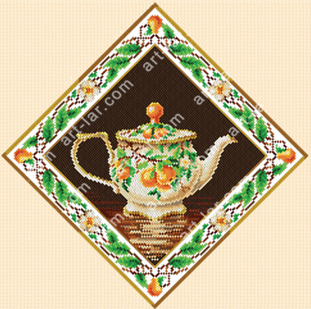Біс-6617. Схема для вишивки бісером "Чайник з грушами" , фото 1