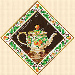 Біс-6617. Схема для вишивки бісером "Чайник з грушами" 