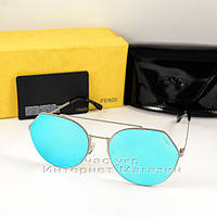 Сонцезахисні окуляри Fendi Eyeline дзеркальні блакитні універсальна модель якість люкс Фенді
