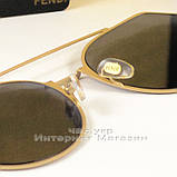 Жіночі сонцезахисні окуляри Fendi Eyeline дзеркальні бузкові оправа металева під золото Фенді, фото 5