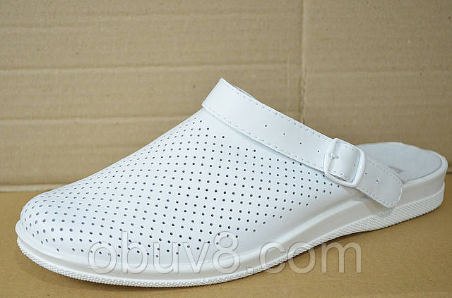 Сабо мужские белые кожаные медицинские рабочая обувь оптом - фото 7 - id-p729858150