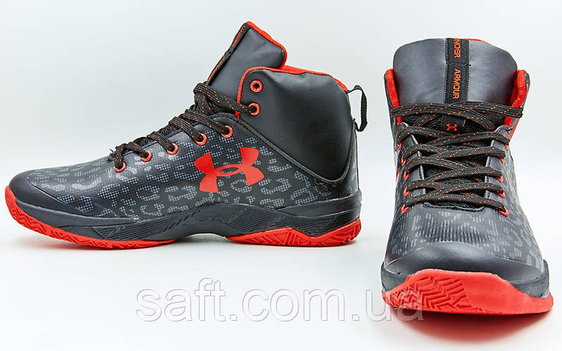 Обувь для баскетбола мужская Under Armour (41-45) (PU, черный-красный) - фото 2 - id-p731723923