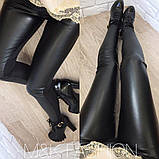 Шкіряні лосини жіночі зі вставками жіночі лосини легінси з екошкіри "Половинка" VS 938, фото 4