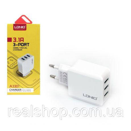 Адаптер LDNIO A3301 на 3 USB-порти, фото 1