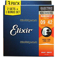 Струны Elixir 16540 Nanoweb Super Light 9-42 3 sets