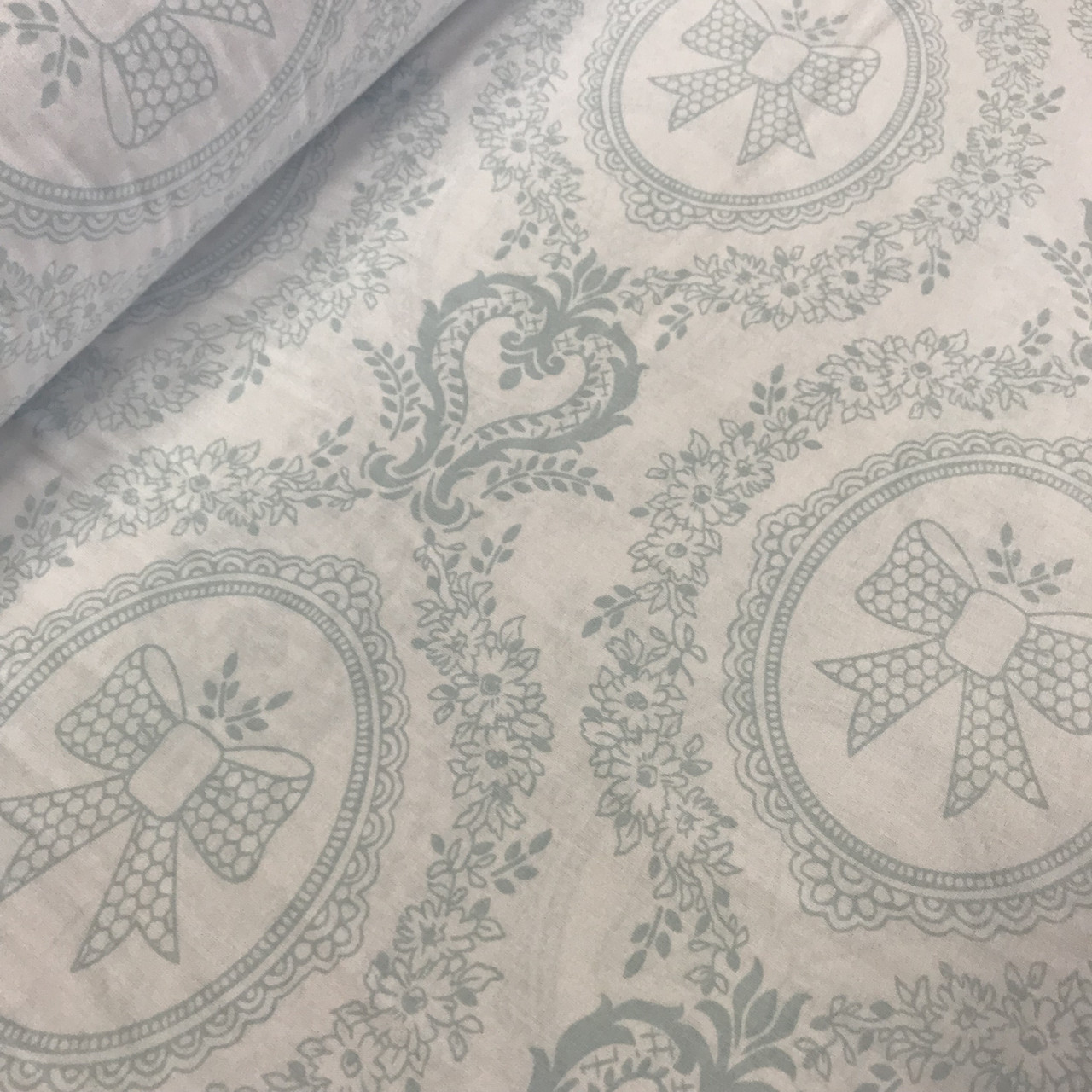 Хлопковая ткань (ТУРЦИЯ шир. 2,4 м) кружевной орнамент голубой (R-FR ...