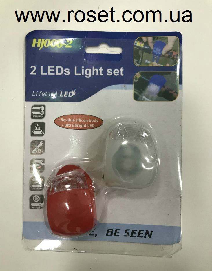 Світлодіодний ліхтарик для самоката і велосипеда HJ008 - 2 LED Light set, фото 1
