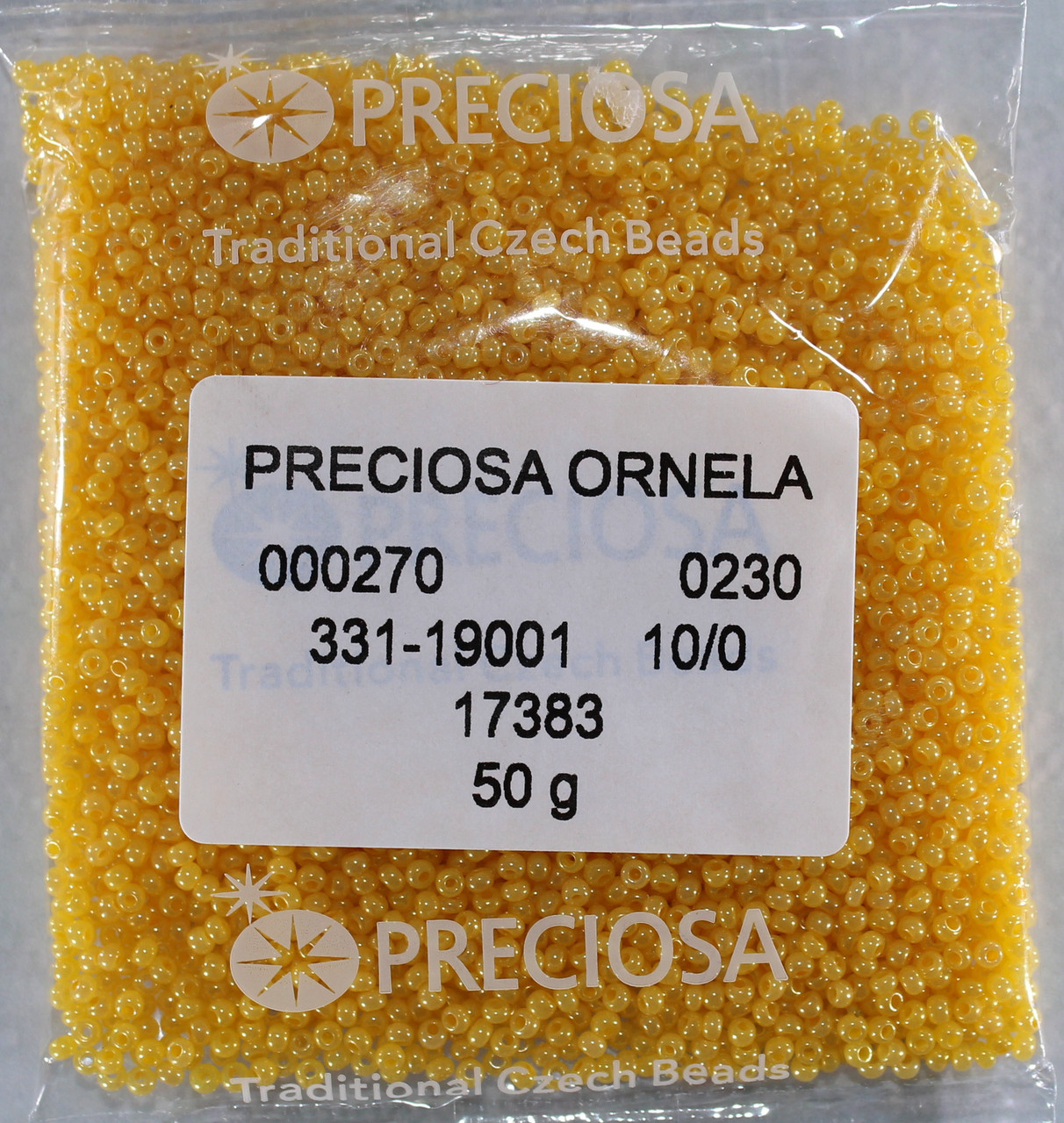 Бісер 10/0, No17383 жовтий темний, перламутровий (пач.50 грамів)